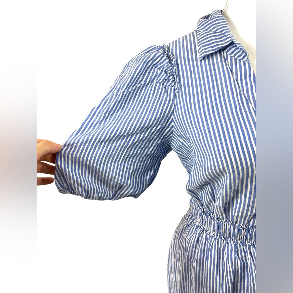 Lilly Pulitzer Tassie Elbow Puff Sleeve Midi Stripe Shirt Dress Coastal Blue - Picture 7 of 11